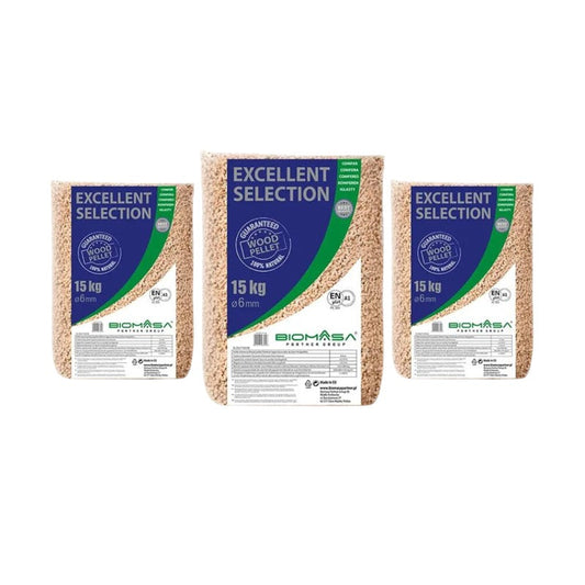 Biomasa Excellent 100% naaldhoutpellets ENplus A1 pallet met 65 zakken x 15KG | 975kg